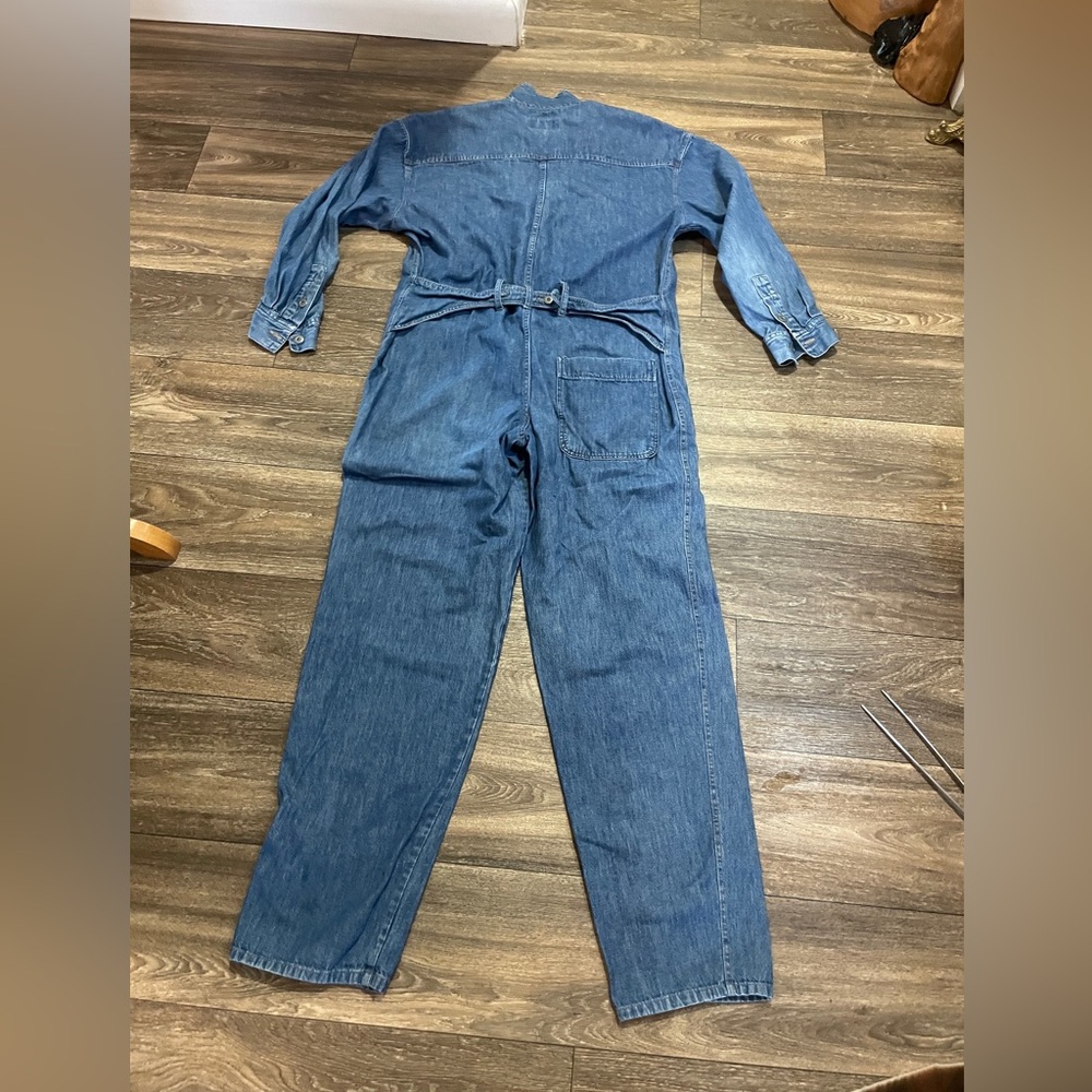 Vintage Calvin Klein Sport Denim Jumpsuit Small 90s Blue Utility Coverall - Picture 2 of 11